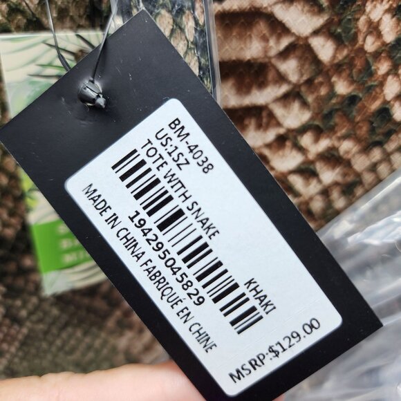 Badgley Mischka Studio Vegan Leather Tote Snake Print Mixed Colors MSRP $129 - Picture 6 of 9